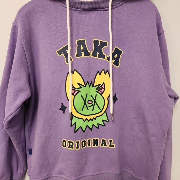 TAKA ORIGINAL Hoodie Moody Bob Womens Small Purple White Drawstring Sweatshirt‎ - Picture 3 of 15